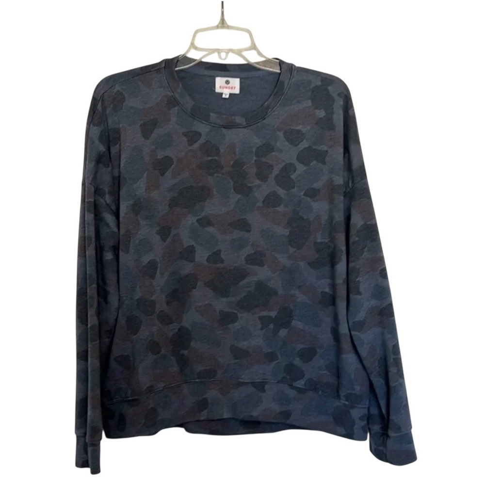Sundry Camo Lightweight Crewneck Sweatshirt Size Medium Gray/Blue - Picture 2 of 11